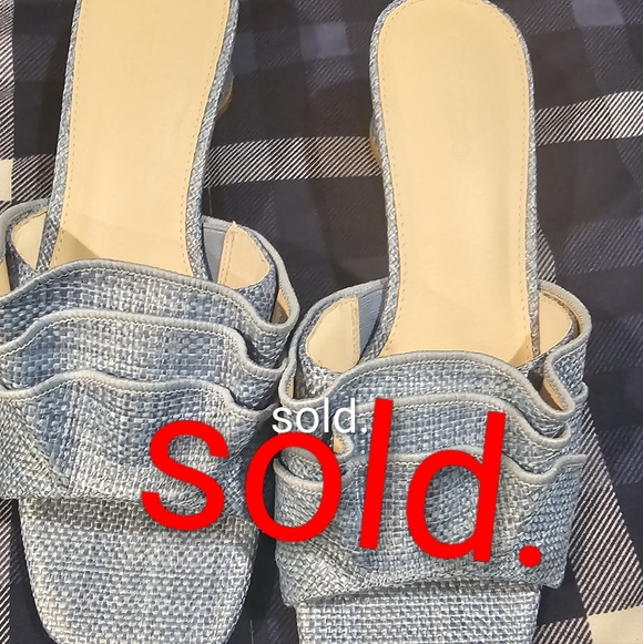 Zara Shoes - Zara Light Blue Textured Sandals